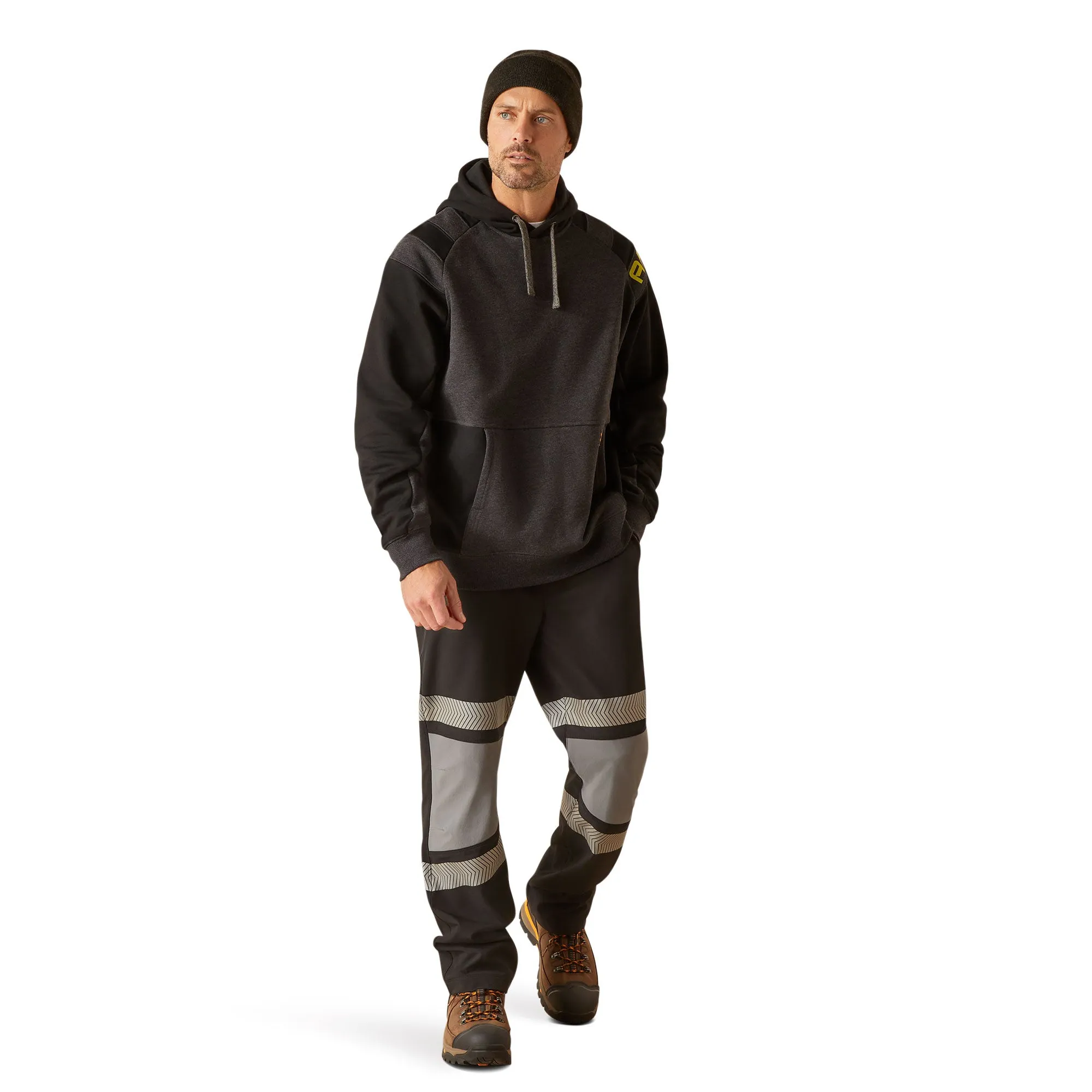 Ariat Men's Rebar Workman Colorblock Logo Black Heather Hoodie 10048946