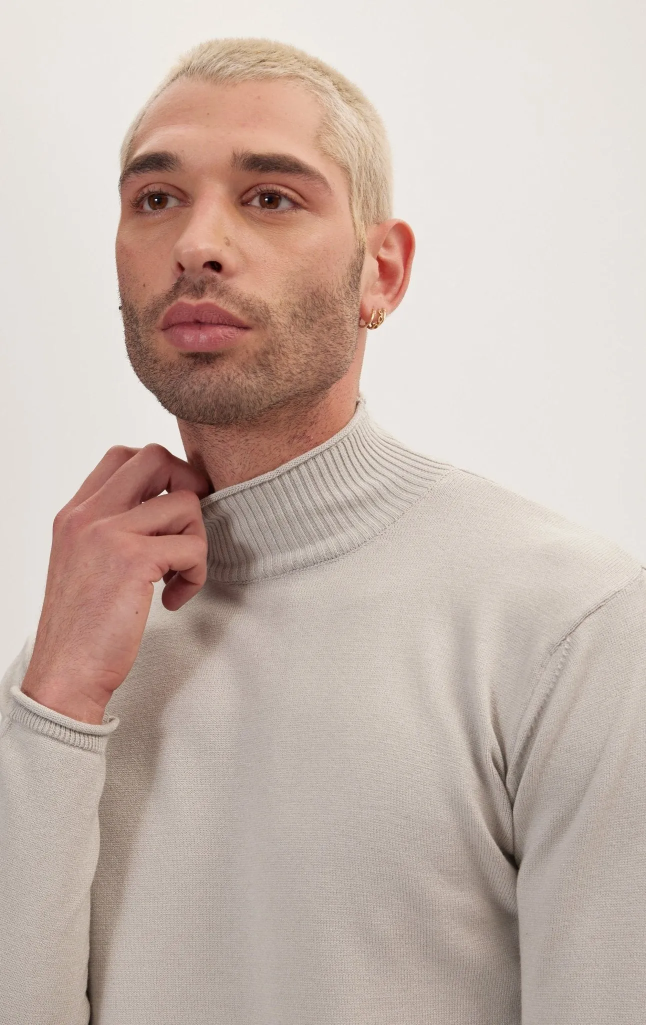 Classic Mock Neck Sweater - Grey