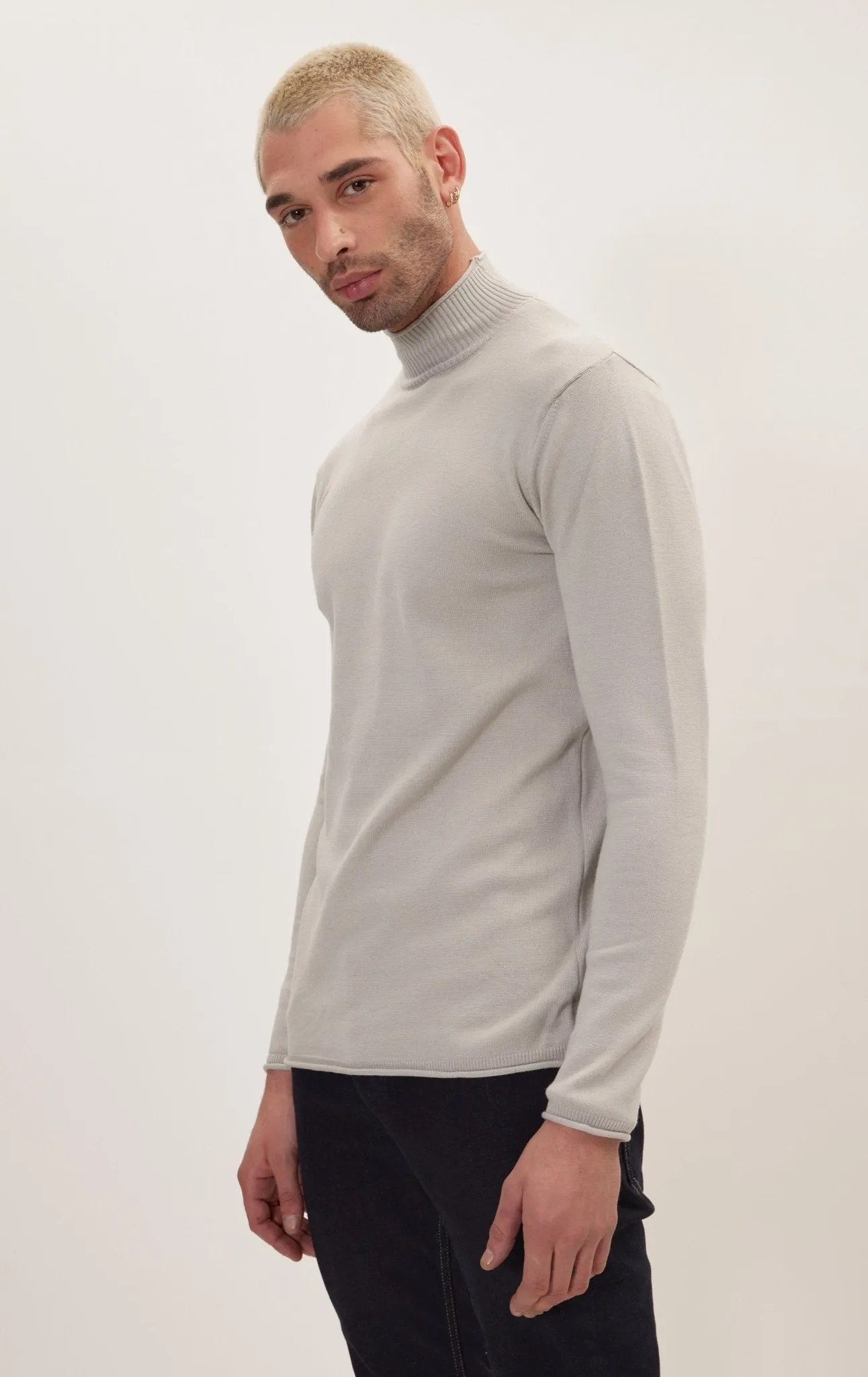 Classic Mock Neck Sweater - Grey