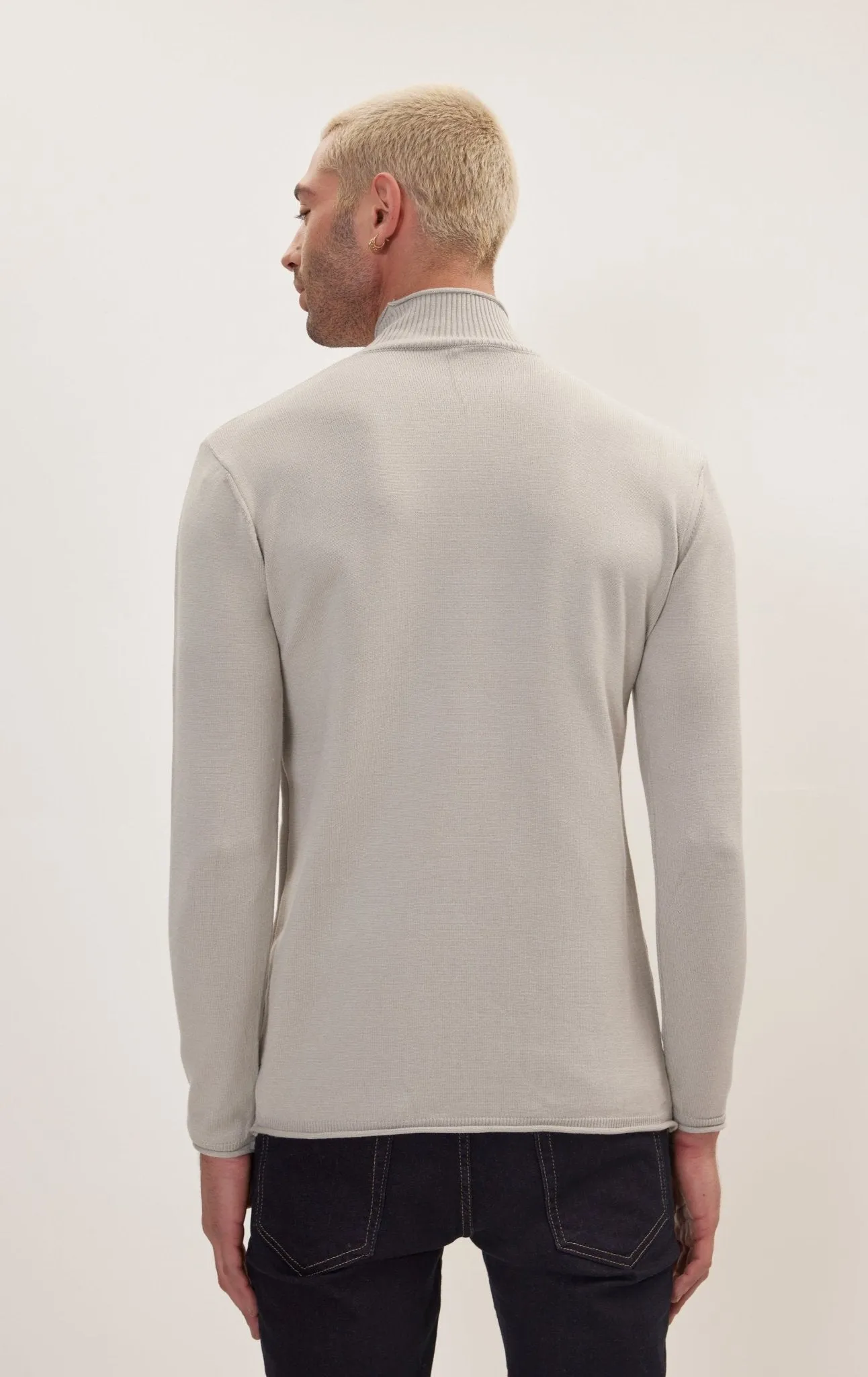 Classic Mock Neck Sweater - Grey